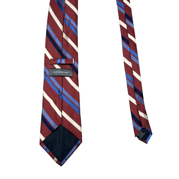 Croft & Barrow Men's Regimental Striped Red Silver Black Classic Silk Necktie - Picture 4 of 7